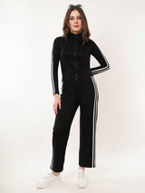 Clobug Women High Neck Cotton Blend Sweatshirt With Trackpant Classic Winter Co-ord Set