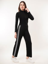 Clobug Women High Neck Cotton Blend Sweatshirt With Trackpant Classic Winter Co-ord Set