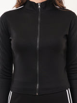 Clobug Women High Neck Cotton Blend Sweatshirt With Trackpant Classic Winter Co-ord Set