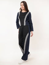 Clobug Women Round Neck Cotton Blend Sweatshirt With Trackpant Classic Winter Co-ord Set