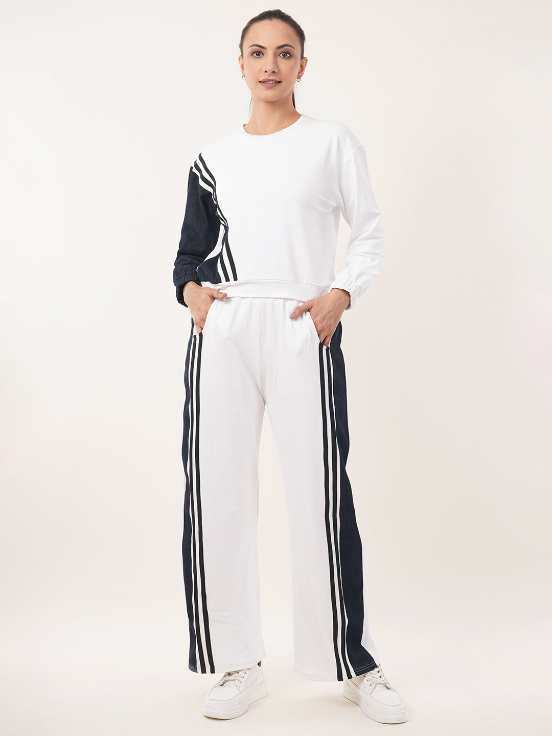 Clobug Women Round Neck Cotton Blend Sweatshirt With Trackpant Classic Winter Co-ord Set