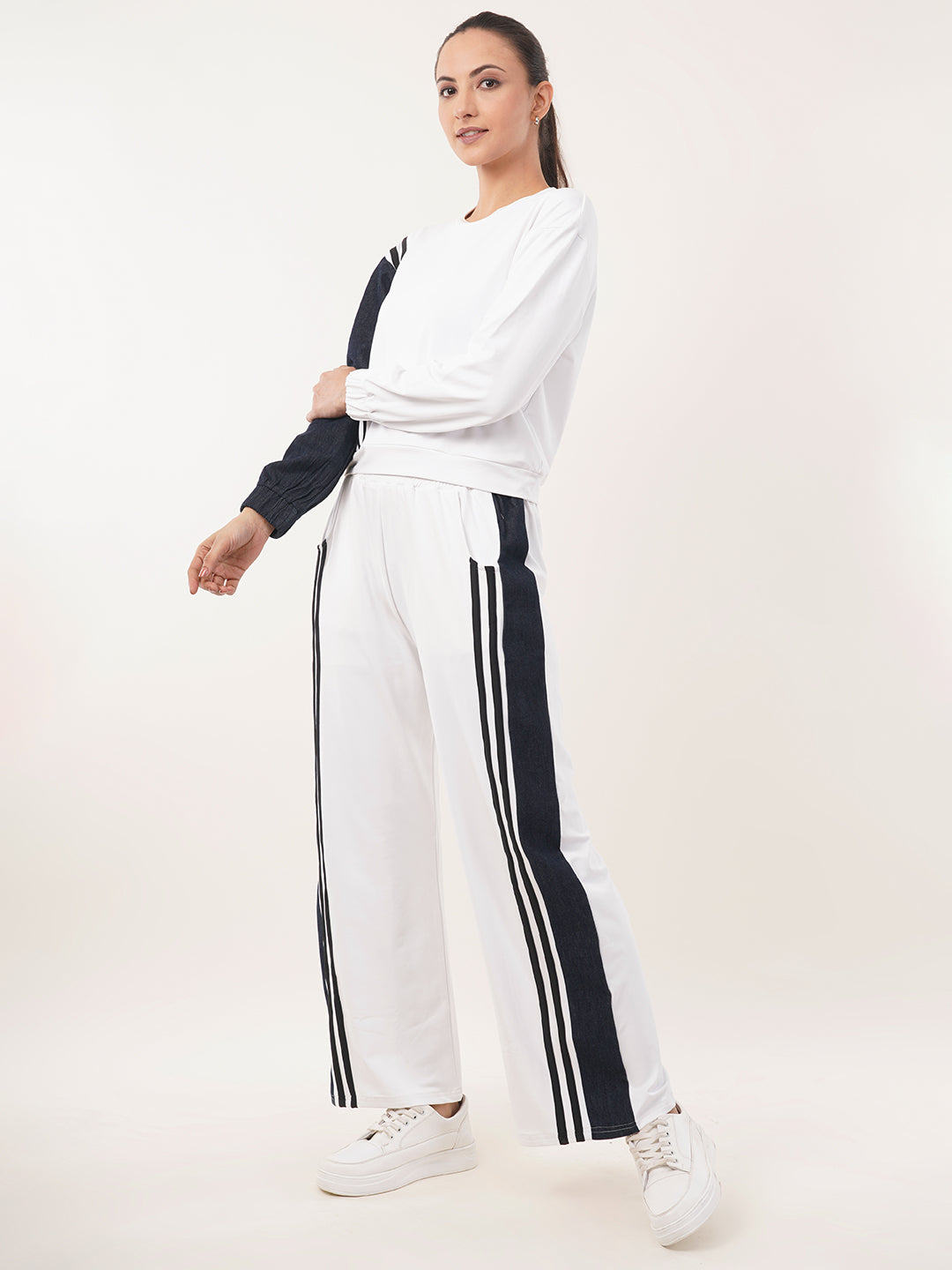 Clobug Women Round Neck Cotton Blend Sweatshirt With Trackpant Classic Winter Co-ord Set