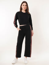 Clobug Women Round Neck Cotton Blend Sweatshirt With Joggers Classic Winter Co-ord Set