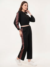 Clobug Women Round Neck Cotton Blend Sweatshirt With Joggers Classic Winter Co-ord Set