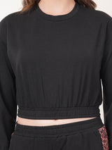 Clobug Women Round Neck Cotton Blend Sweatshirt With Joggers Classic Winter Co-ord Set