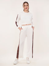 Clobug Women Round Neck Cotton Blend Sweatshirt With Joggers Classic Winter Co-ord Set