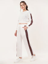 Clobug Women Round Neck Cotton Blend Sweatshirt With Joggers Classic Winter Co-ord Set
