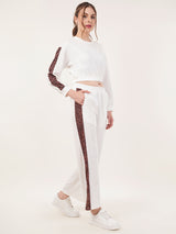 Clobug Women Round Neck Cotton Blend Sweatshirt With Joggers Classic Winter Co-ord Set
