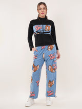 Clobug Women High Neck Cotton Blend Sweatshirt With Joggers Classic Winter Co-ord Set