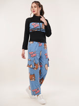 Clobug Women High Neck Cotton Blend Sweatshirt With Joggers Classic Winter Co-ord Set