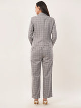 Clobug Women Cotton Blend Top And Blazer With Trouser 3 Pc Co-ord Set