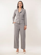 Clobug Women Cotton Blend Top And Blazer With Trouser 3 Pc Co-ord Set