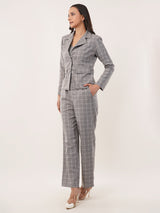 Clobug Women Cotton Blend Top And Blazer With Trouser 3 Pc Co-ord Set