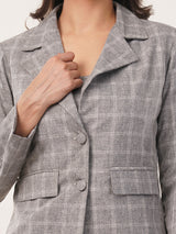 Clobug Women Cotton Blend Top And Blazer With Trouser 3 Pc Co-ord Set