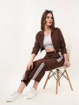 Clobug Women High Neck Cotton Blend Sweatshirt With Trackpant Classic Winter Co-ord Set