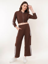 Clobug Women High Neck Cotton Blend Sweatshirt With Trackpant Classic Winter Co-ord Set