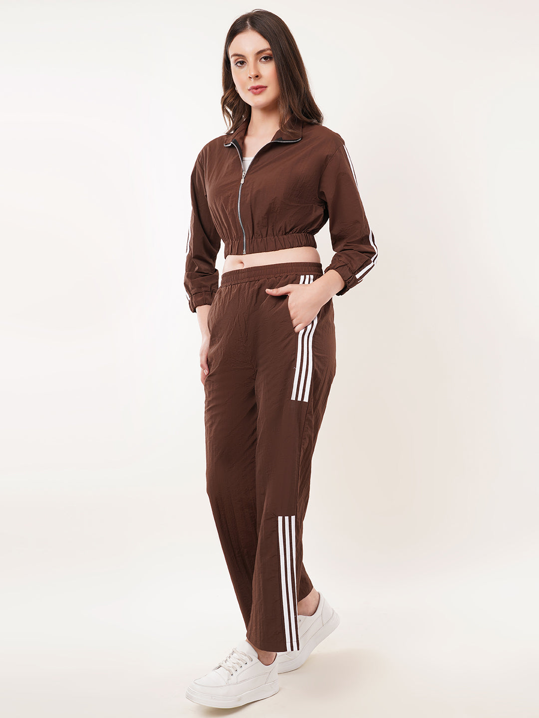 Clobug Women High Neck Cotton Blend Sweatshirt With Trackpant Classic Winter Co-ord Set