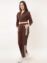 Clobug Women High Neck Cotton Blend Sweatshirt With Trackpant Classic Winter Co-ord Set