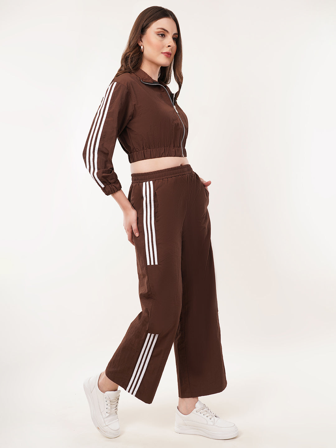 Clobug Women High Neck Cotton Blend Sweatshirt With Trackpant Classic Winter Co-ord Set