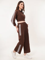 Clobug Women High Neck Cotton Blend Sweatshirt With Trackpant Classic Winter Co-ord Set