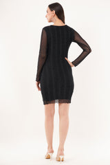 Clobug Women Solid Full Sleeve Bodycon Black Dress