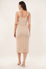 Clobug Women Solid Sleeveless Bodycon Sweetheart Neck Dress