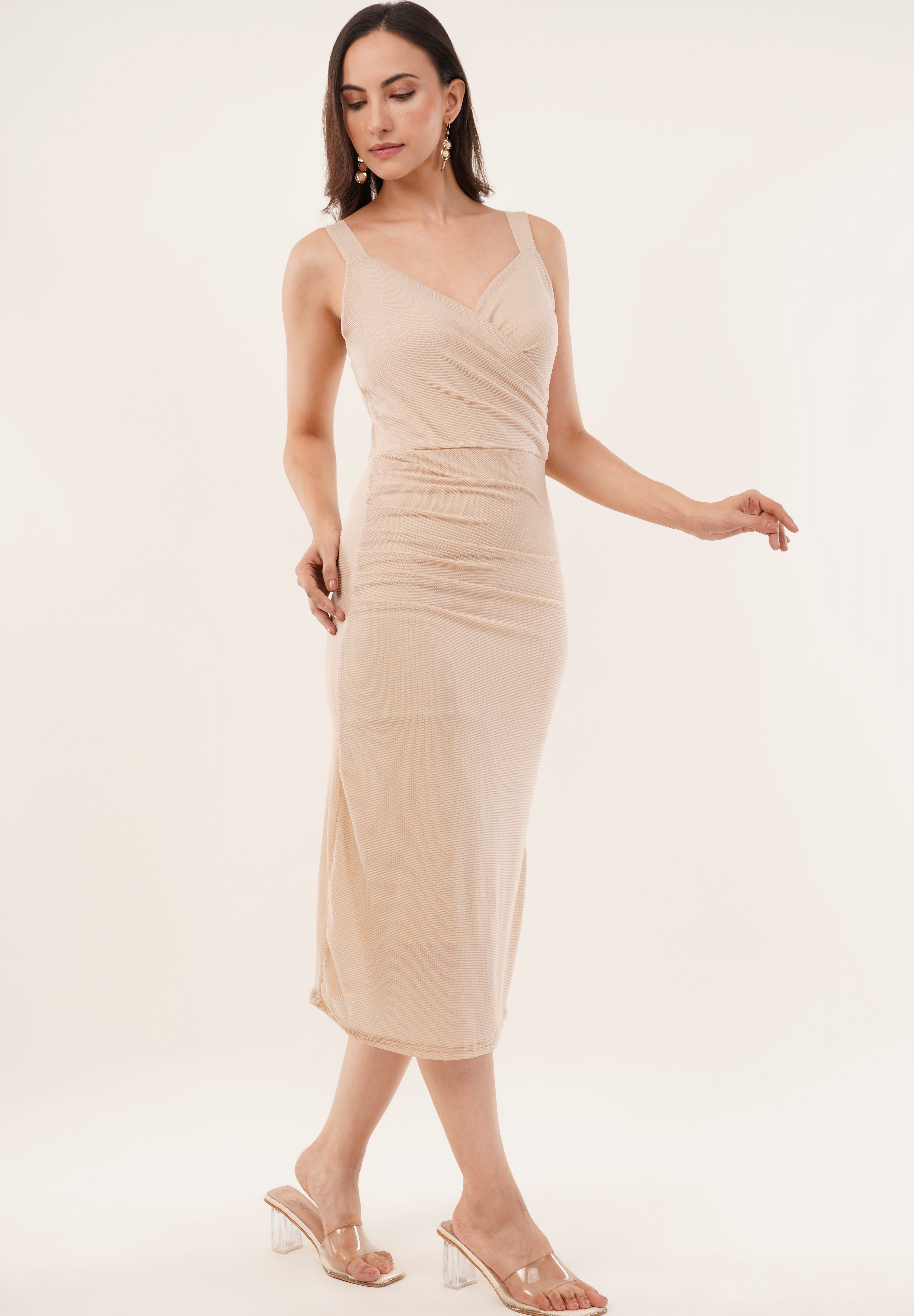 Clobug Women Solid Sleeveless Bodycon Sweetheart Neck Dress