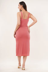 Clobug Women Solid Sleeveless Bodycon Sweetheart Neck Dress