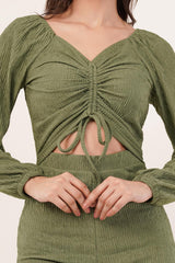 Clobug Women Solid Cotton Blend Sweetheart Neck Full Sleeve Jumpsuit