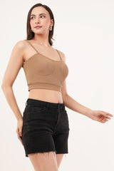 Clobug Women Shoulder Strap Cotton Blend Tank Top