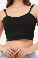 Clobug Women Shoulder Strap Cotton Blend Tank Top