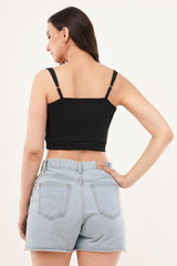 Clobug Women Shoulder Strap Cotton Blend Tank Top