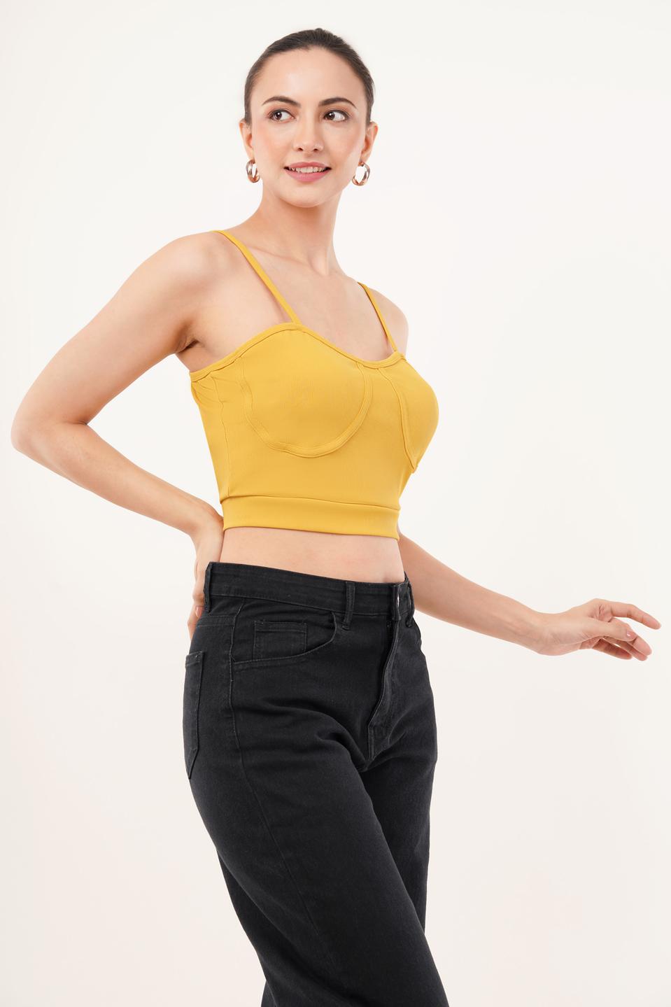 Clobug Women Shoulder Strap Cotton Blend Tank Top