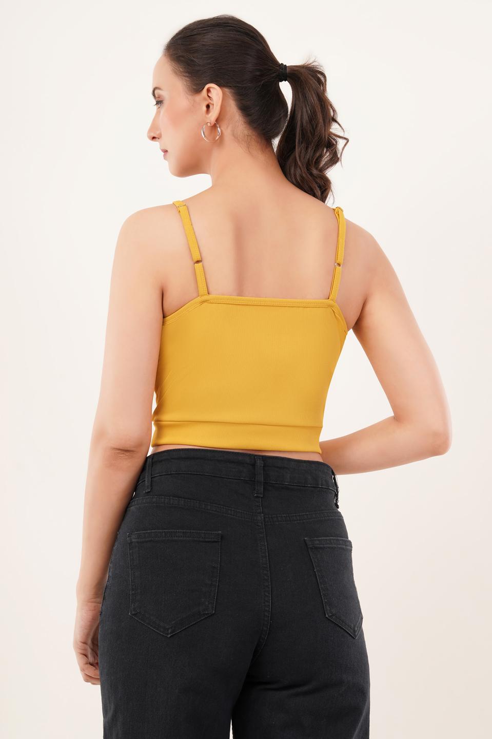 Clobug Women Shoulder Strap Cotton Blend Tank Top