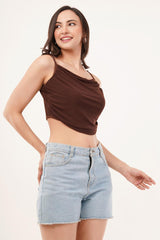 Clobug Women Shoulder Strap Cotton Blend Tank Top