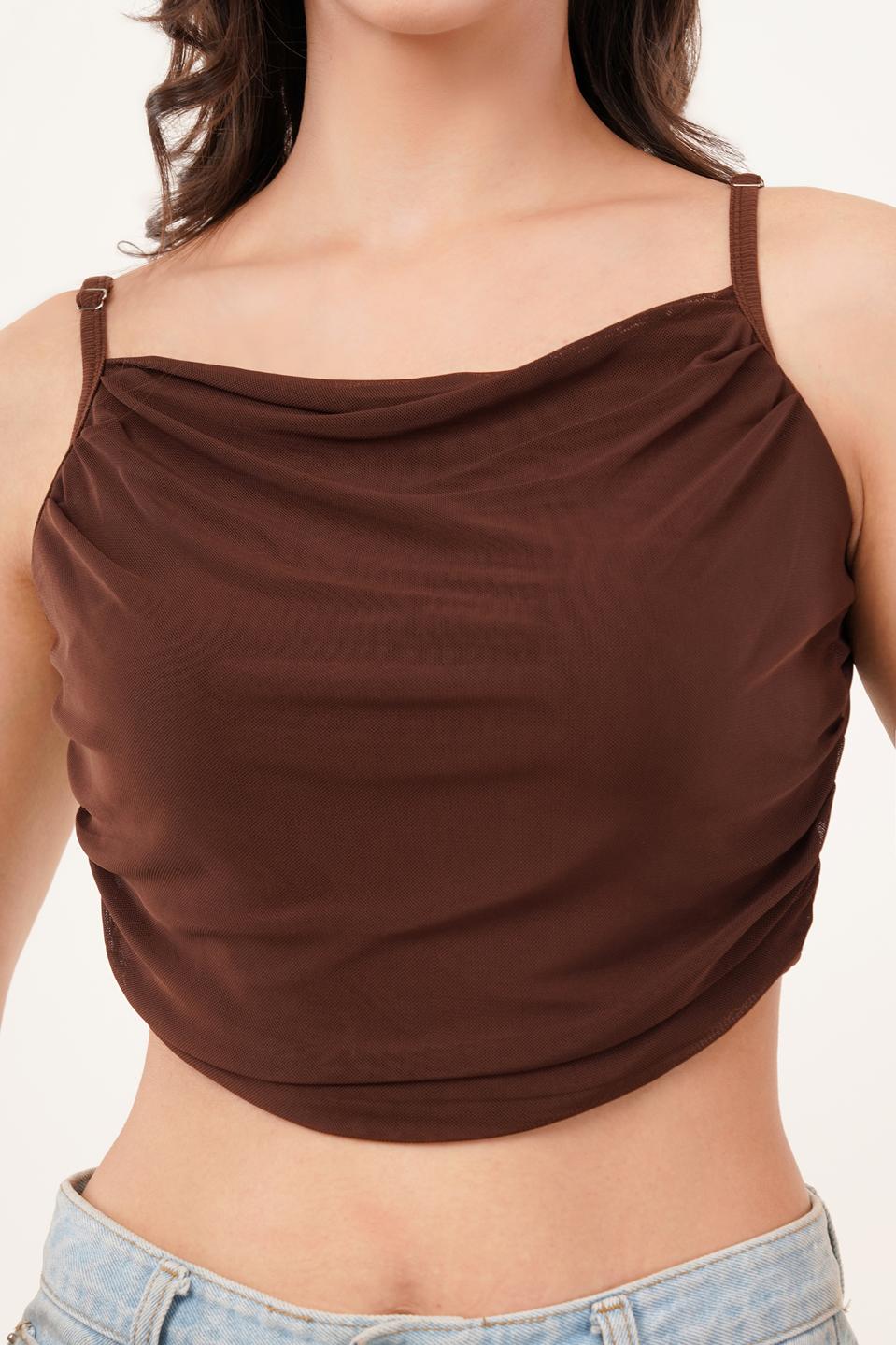 Clobug Women Shoulder Strap Cotton Blend Tank Top