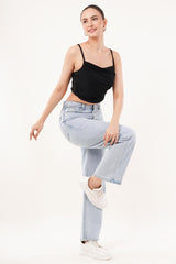 Clobug Women Shoulder Strap Cotton Blend Tank Top