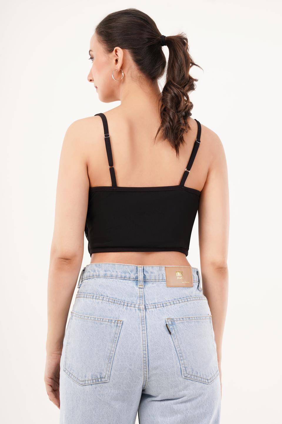 Clobug Women Shoulder Strap Cotton Blend Tank Top