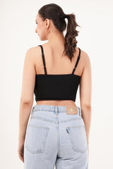 Clobug Women Shoulder Strap Cotton Blend Tank Top