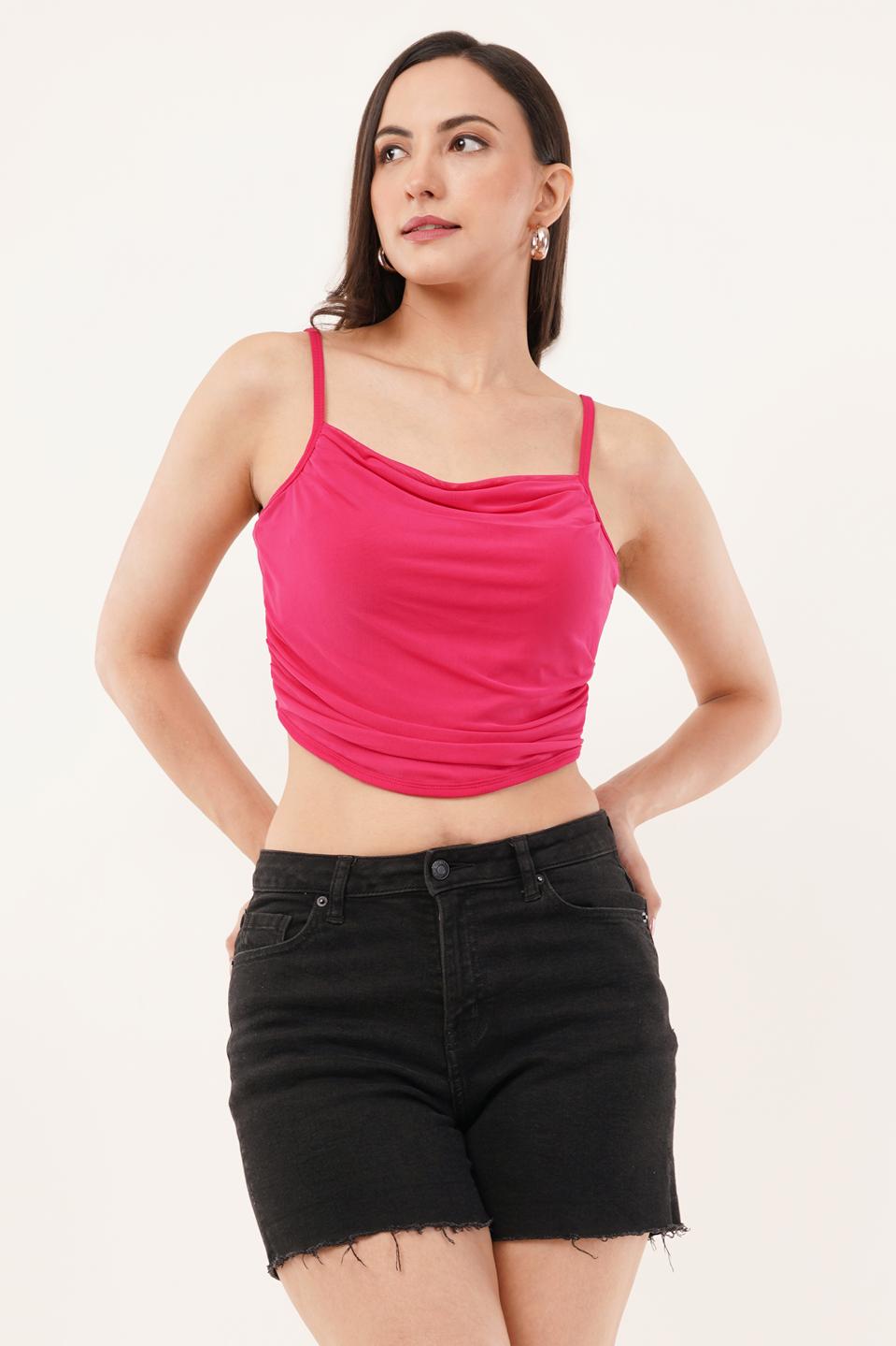 Clobug Women Shoulder Strap Cotton Blend Tank Top