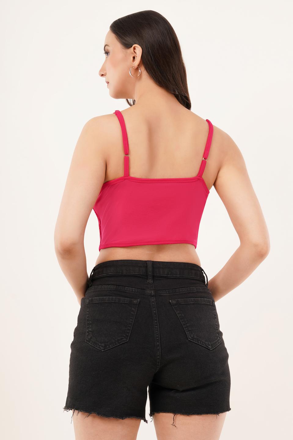 Clobug Women Shoulder Strap Cotton Blend Tank Top