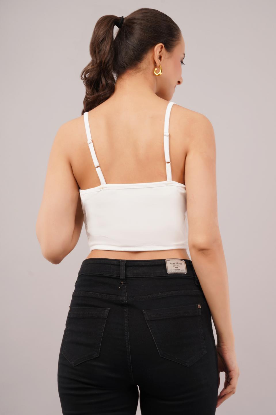 Clobug Women Shoulder Strap Cotton Blend Tank Top