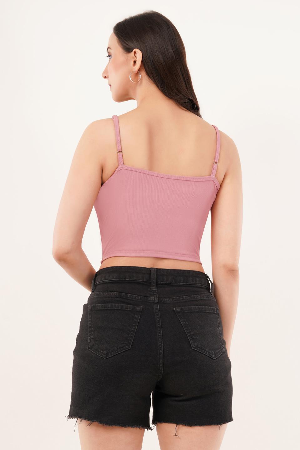 Clobug Women Shoulder Strap Cotton Blend Tank Top