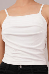 Clobug Women Shoulder Strap Cotton Blend Tank Top