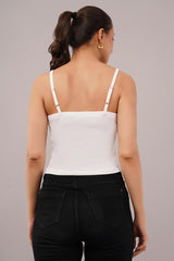 Clobug Women Shoulder Strap Cotton Blend Tank Top