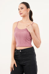 Clobug Women Shoulder Strap Cotton Blend Tank Top