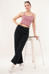 Clobug Women Shoulder Strap Cotton Blend Tank Top