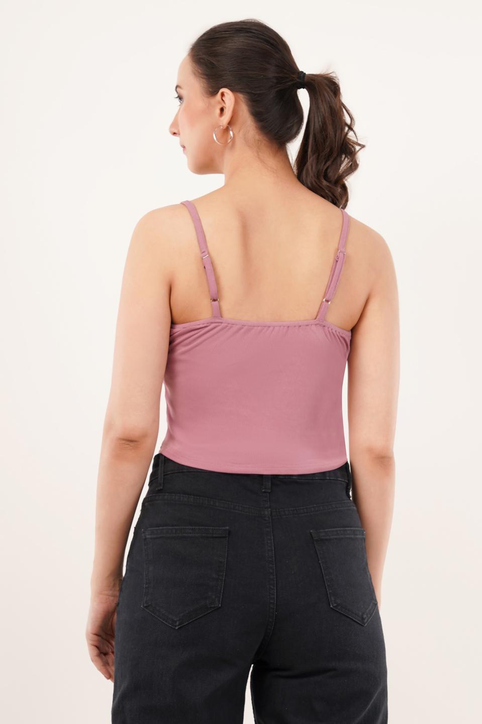 Clobug Women Shoulder Strap Cotton Blend Tank Top