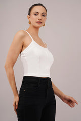 Clobug Women Shoulder Strap Cotton Blend Tank Top