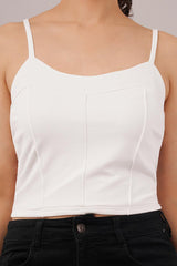 Clobug Women Shoulder Strap Cotton Blend Tank Top